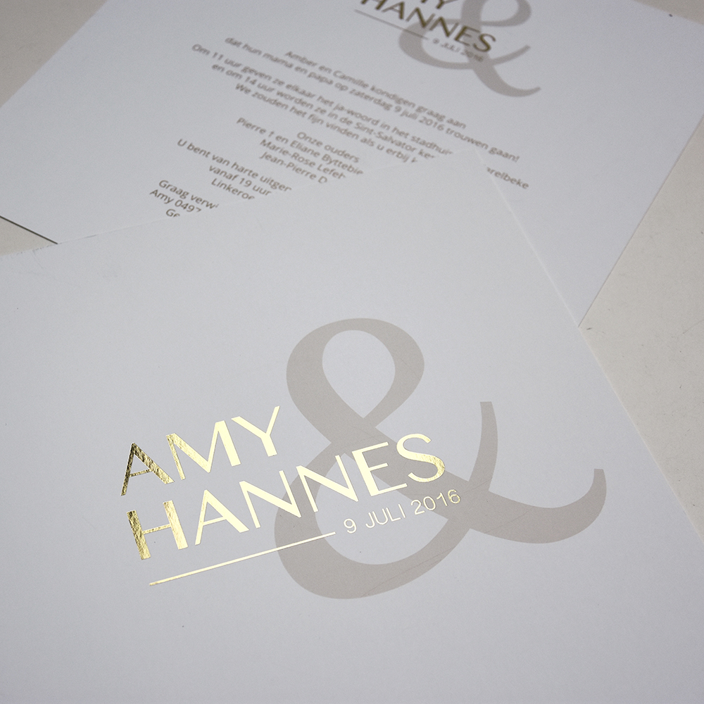Huwelijksuitnodiging Amy & Hannes